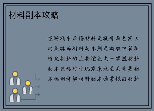 材料副本攻略